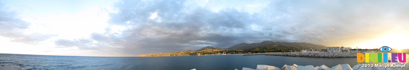 SX27631-7 Sunset on hills from Argeles-sur-Mer harbour